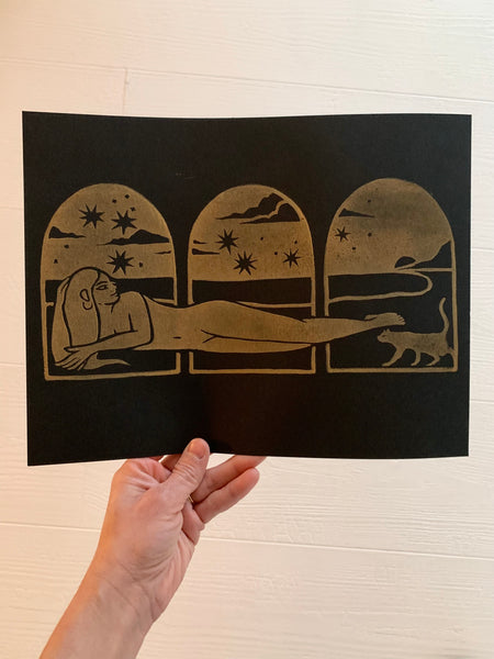 Sunbather Block Print ~ Midnight Black