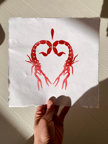 Split-Tone Scorpion Heart Block Print