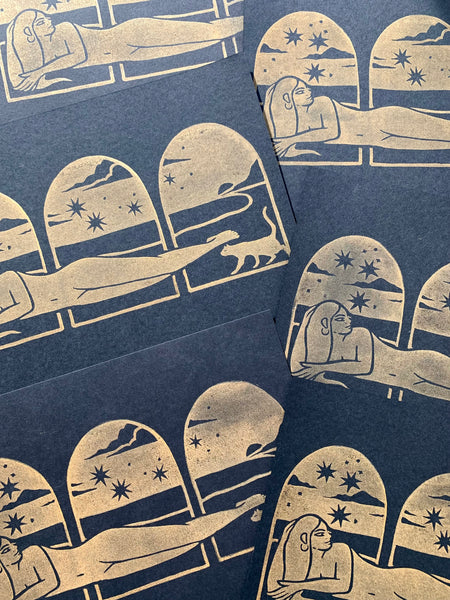 Sunbather Block Print ~ Midnight Black