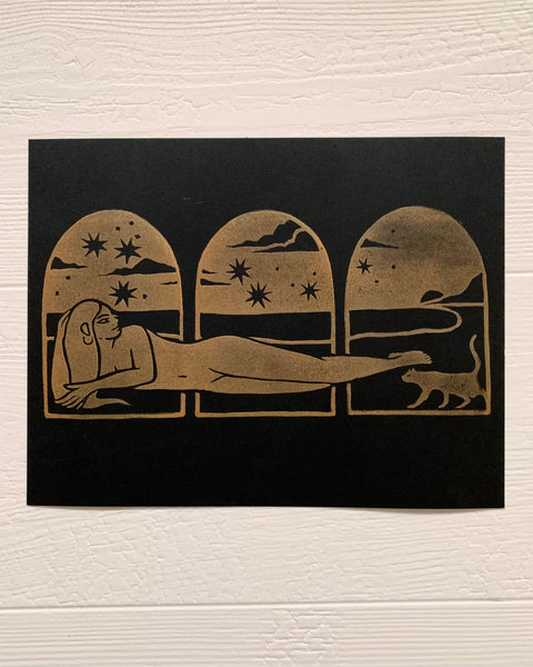 Sunbather Block Print ~ Midnight Black