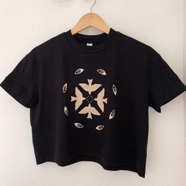 All Eyes Crop Tee, Black