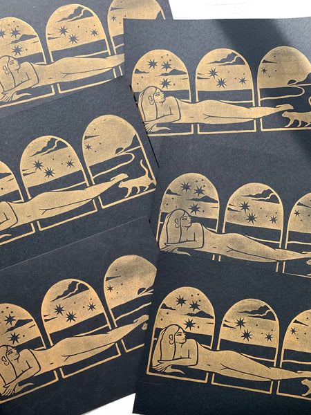 Sunbather Block Print ~ Midnight Black