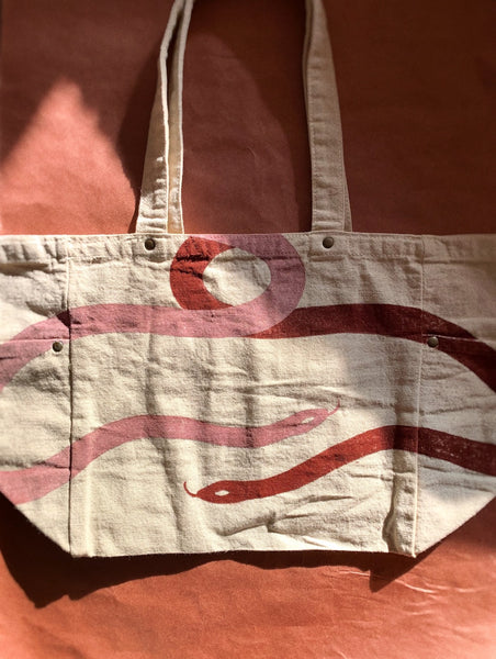 Hand Painted Canvas Bag ~ Snakes