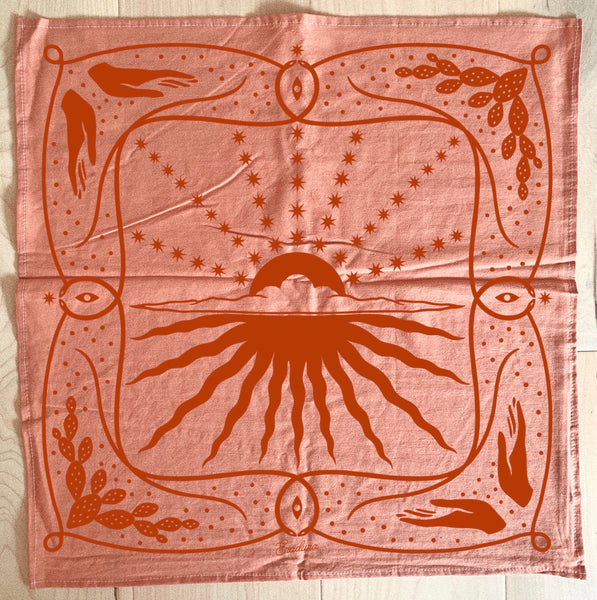 * Preorder * Sunburst Japanese Cotton Bandana, Pink