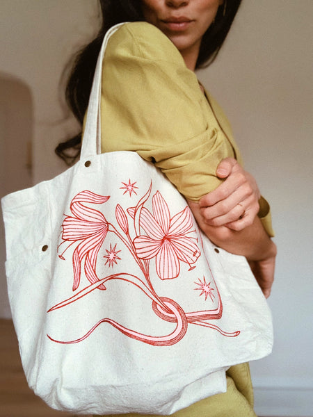 Hand Painted Canvas Bag ~ Tiger Lily
