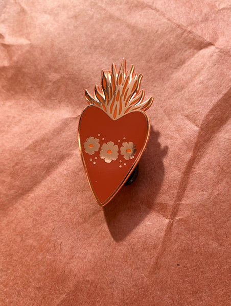 Copper Heart Enamel Pin