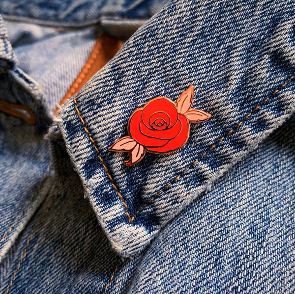 Desert Rose Enamel Pin ~ Red & Rose Gold