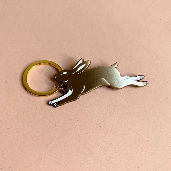 Golden Rabbit Enamel Keychain