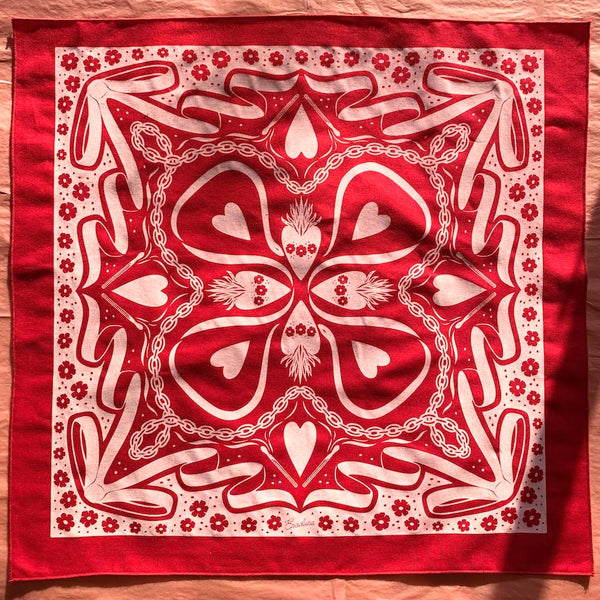 Valentine Cotton Bandana ~ Classic Red