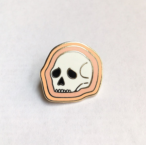 Deserted Skull Enamel Pin ~ Pink