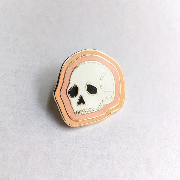 Deserted Skull Enamel Pin ~ Pink