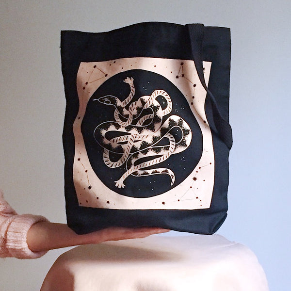 Cosmic Snake Canvas Tote Bag